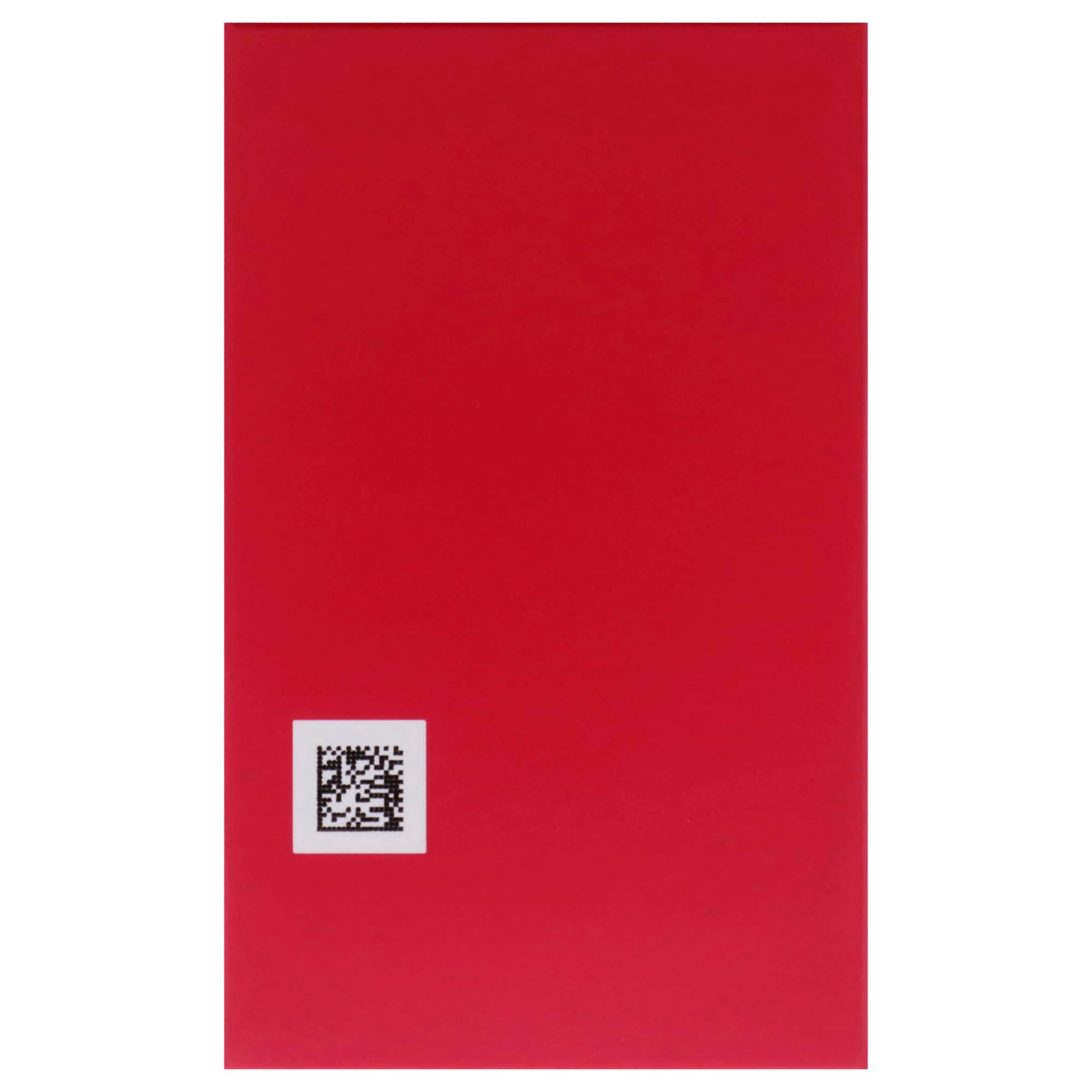 Confezione rossa, codice QR sul retro.