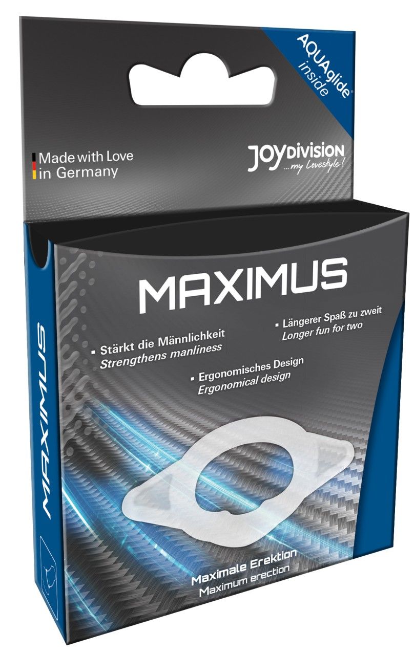 Confezione Joydivision MAXIMUS Taglia M con un anello bianco.