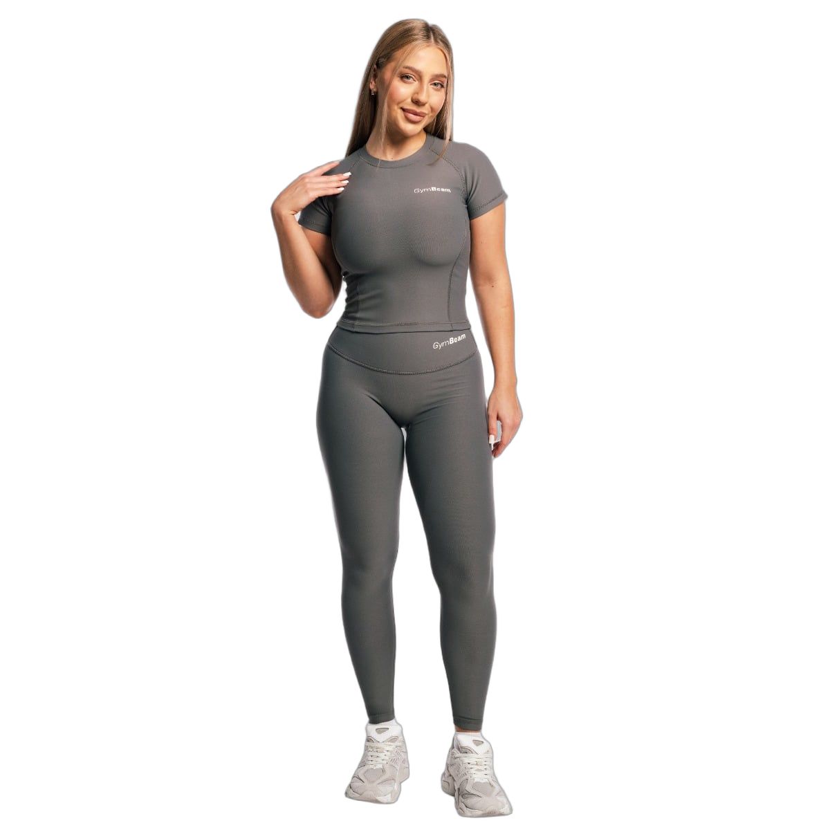 GymBeam Top donna Core slim a manica corta con scollo rotondo Carbon