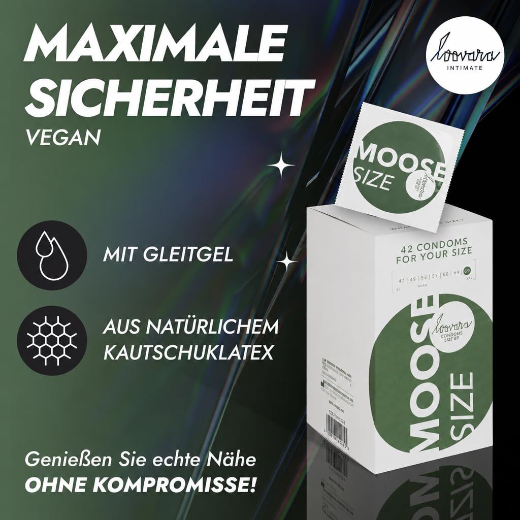 Confezione da 42 preservativi vegan con gel lubrificante. In lattice di gomma naturale.