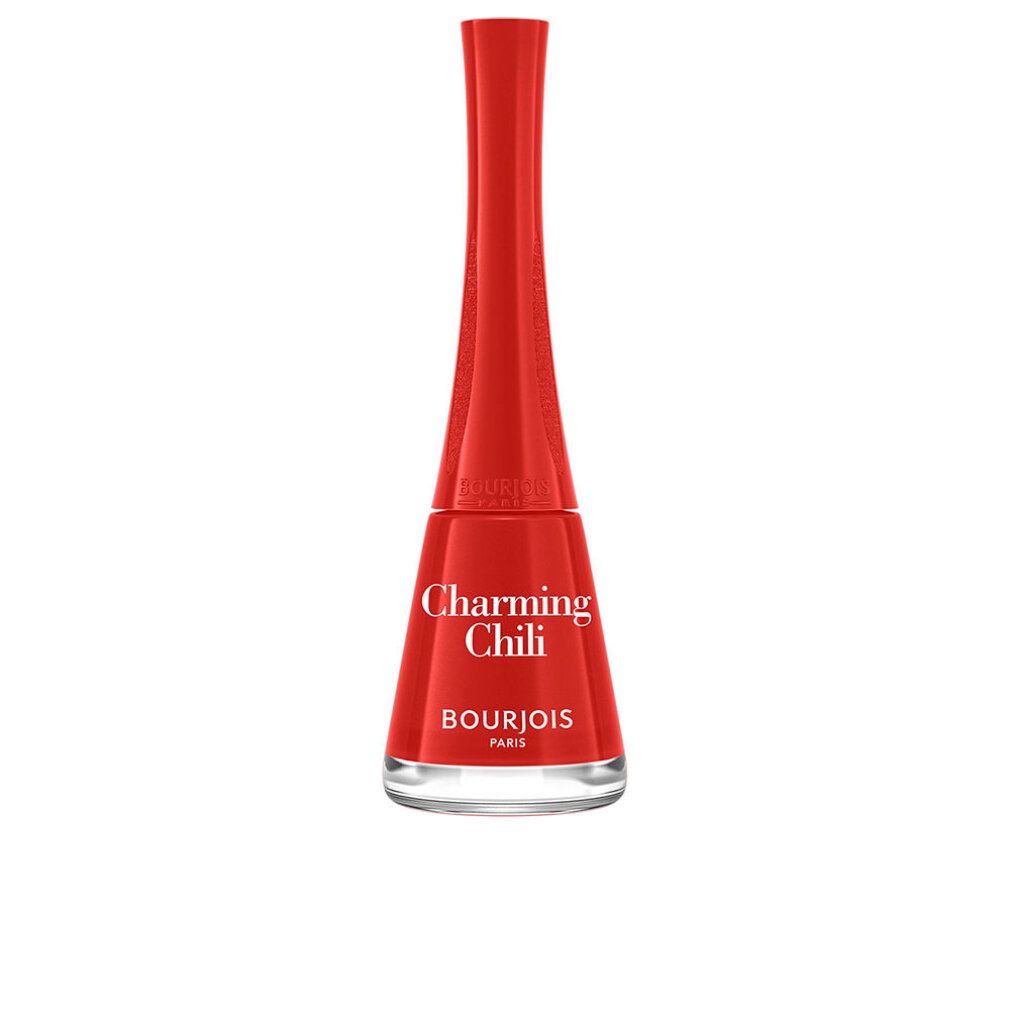 Flacone di smalto Bourjois, rosso, scritta "Charming Chili".