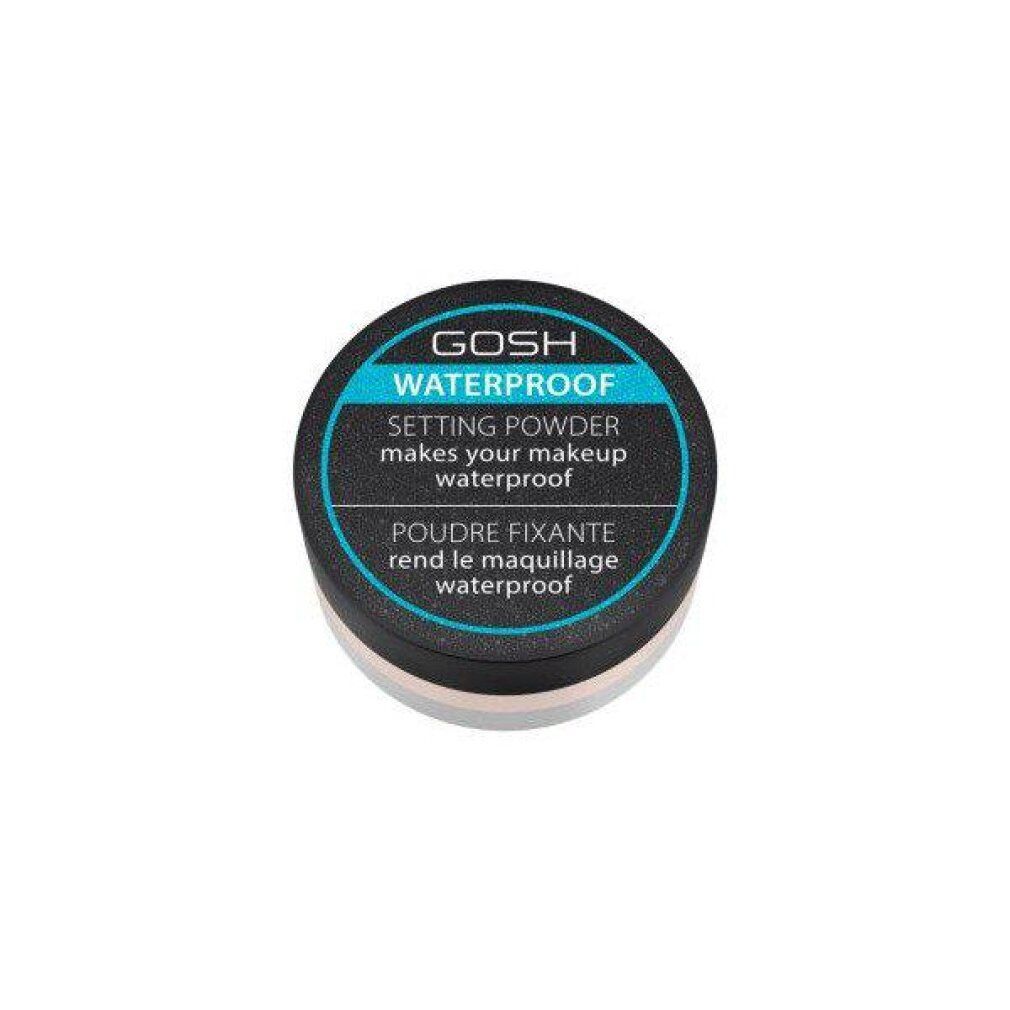 Gosh Waterproof Setting Powder, contenitore con coperchio ed etichetta.