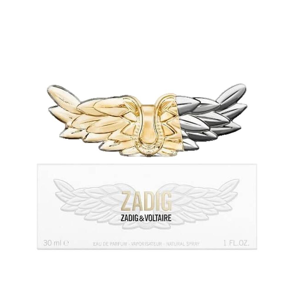 Zadig & Voltaire Zadig EdP Nat. Spray. Confezione con emblema alato e scritta. Flacone da 30 ml.