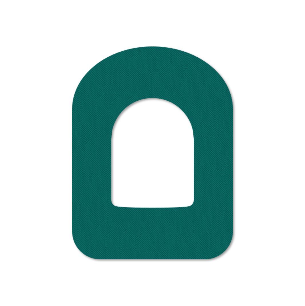 Cerotto di fissaggio verde con apertura. Forma: rettangolare con angoli arrotondati e apertura ad arco.