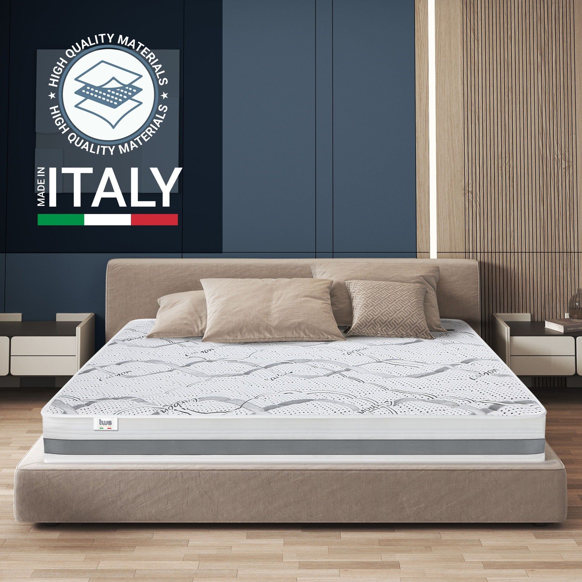 The White Stone Materasso in Memory Foam a Una Piazza e Mezza 120x200 Altezza 22 cm