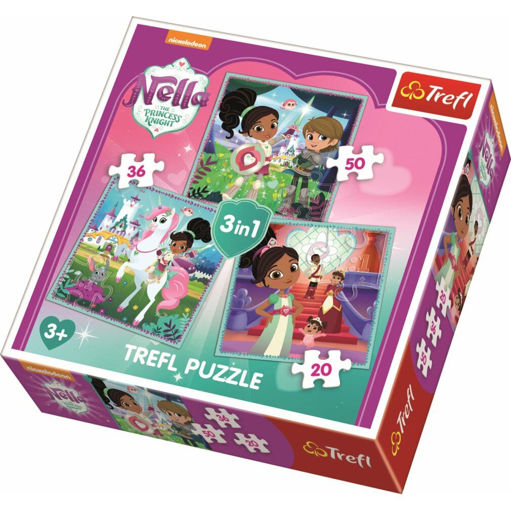 Puzzle trefl Nella, principessa dei cavalieri e il suo mondo 3in1 (20,36,50 pezzi)
