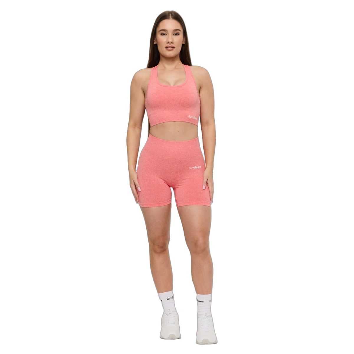 GymBeam Pantaloncini donna FLO corallo slim con vita elastica