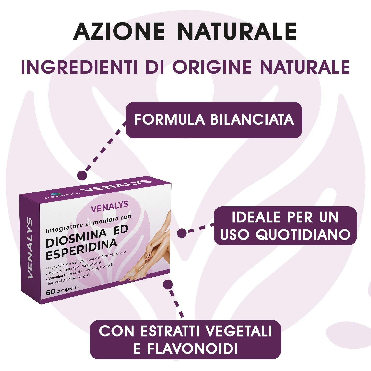 VIDASANA Venalys Diosmina ed Esperidina con Ippocastano, Meliloto e Vitamina C