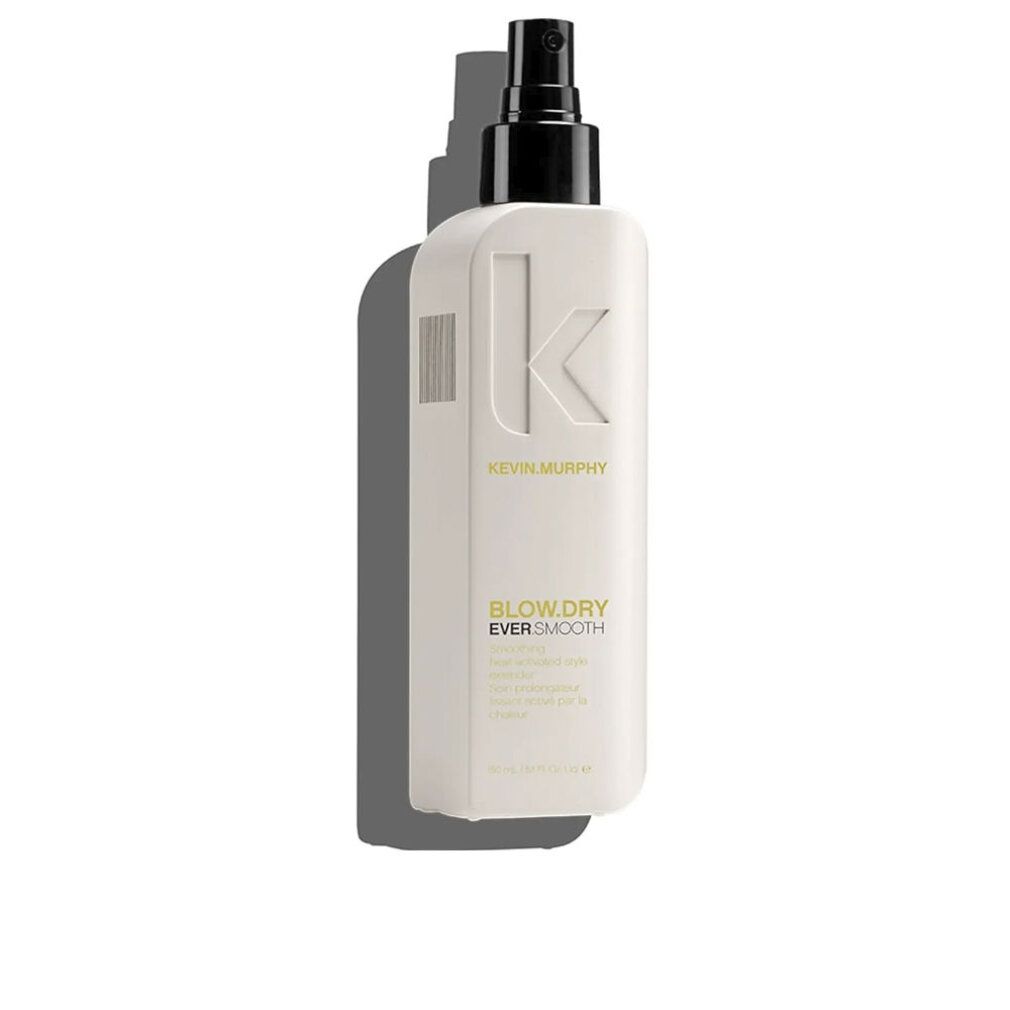 Spray bianco con erogatore nero. Scritta: Kevin Murphy, Blow.Dry Ever.Smooth.