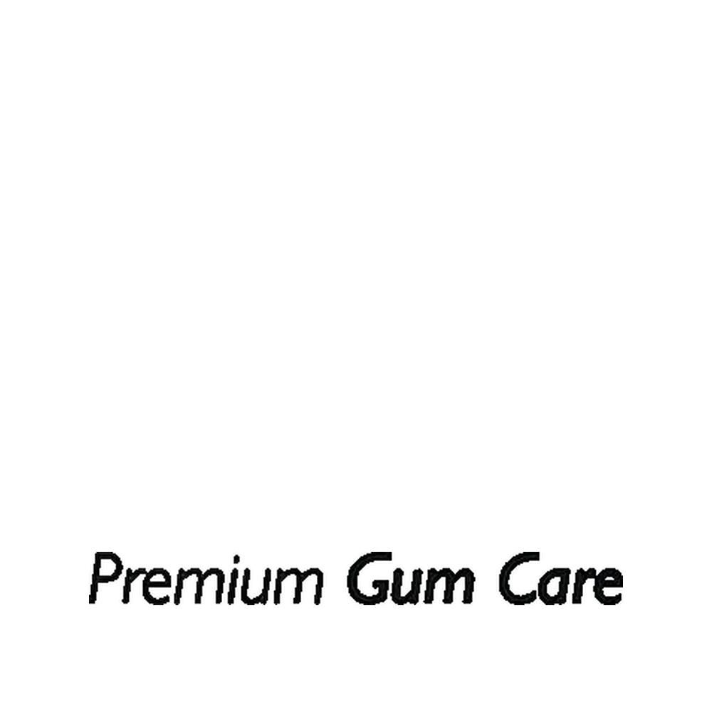 Due testine bianche con dettagli viola. Setole blu e bianche. Scritta "Premium Gum Care".