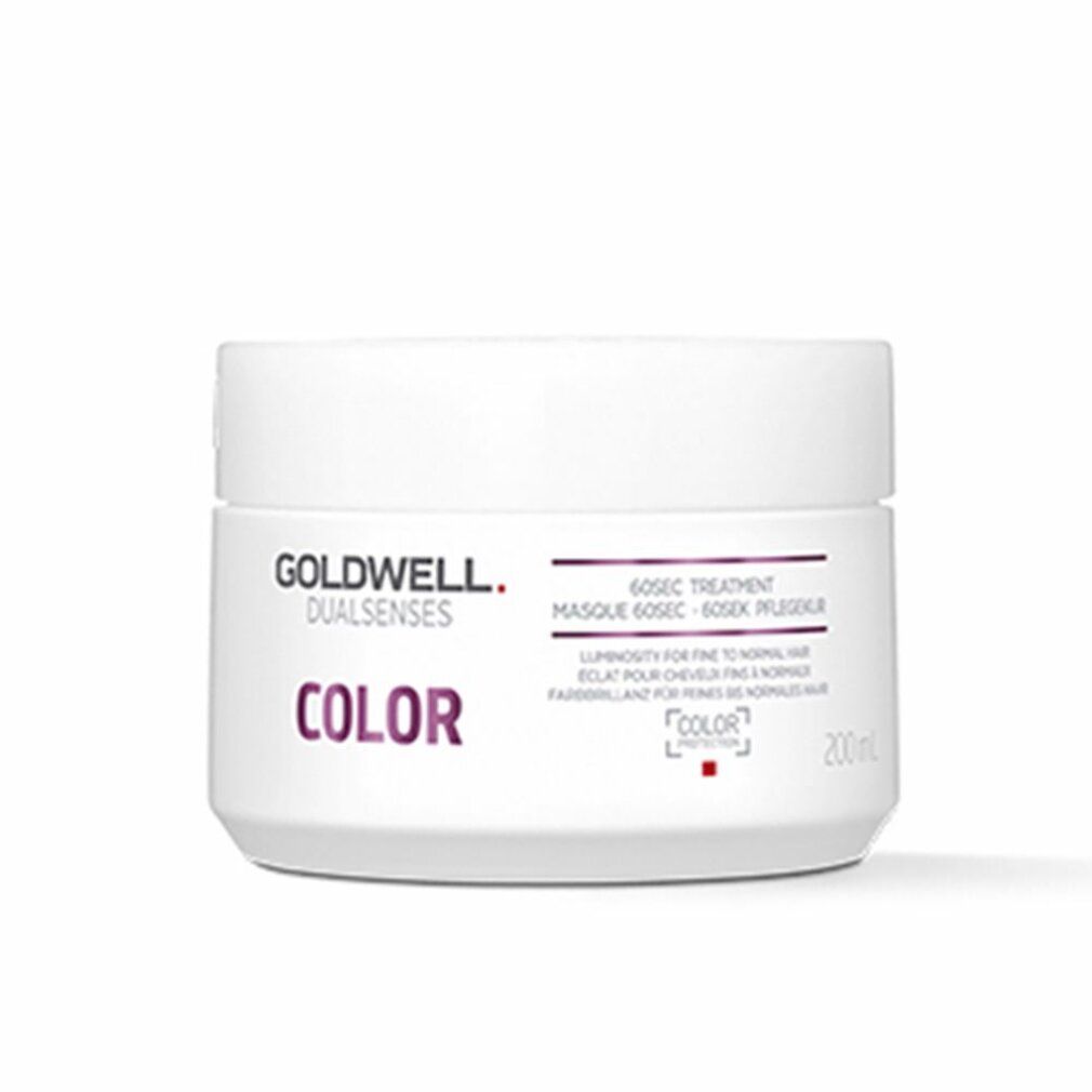 Goldwell Dualsenses Color Treatment. Barattolo bianco con testo viola. Nome, logo e indicazione 200ml.