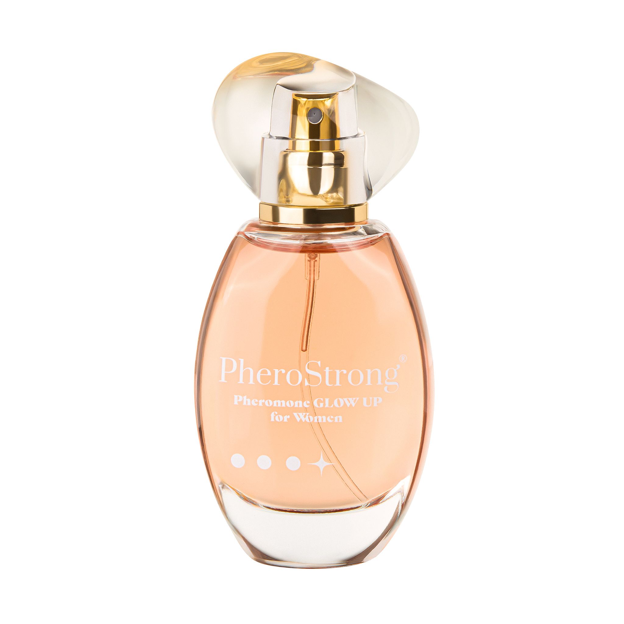 Flacone di profumo PheroStrong Pheromone GLOW UP for Women con frutta e fiori.