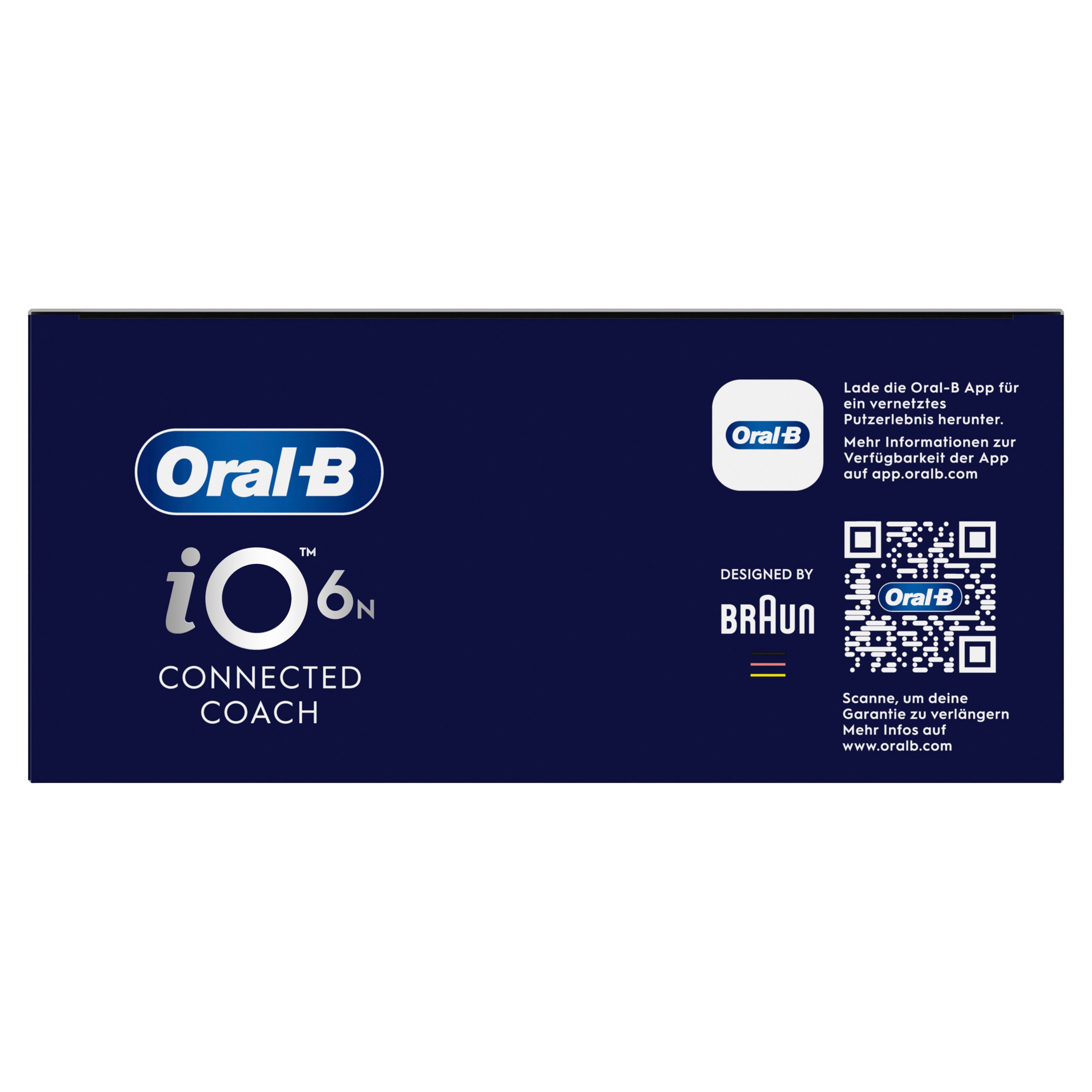 Vista laterale della confezione Oral-B iO Series 6 con logo.