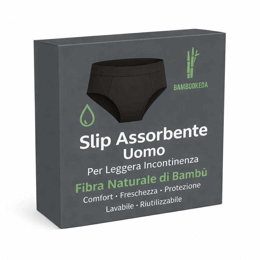 Slip assorbente Uomo per leggera incontinenza, lavabile e riuttilizzabile, in Fibra di Bambù