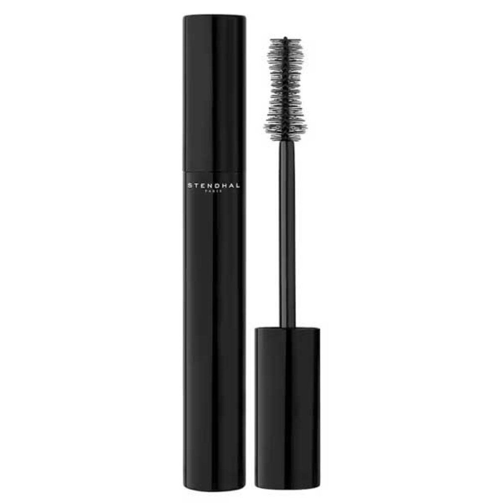 Spazzola per mascara nera accanto a un tubo di mascara nero. Scritta: Stendhal Paris.