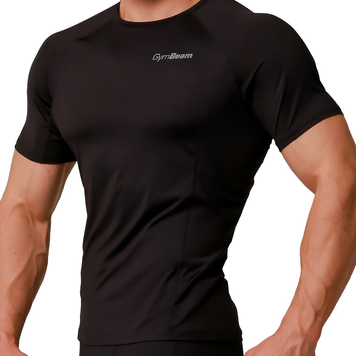 GymBeam T-shirt uomo Pulse Running manica corta vestibilità slim Black