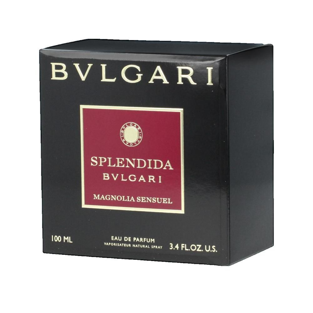 Scatola nera Bvlgari con etichetta Splendida Magnolia Sensuel. 100 ml, Eau de Parfum, 3.4 FL. OZ. U.S.