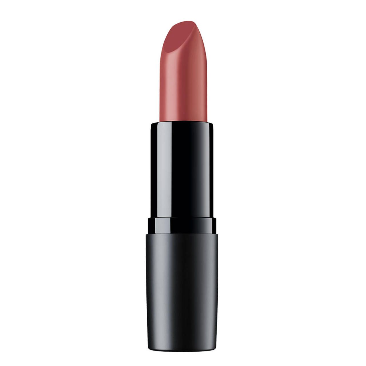 Rossetto rosa in astuccio nero. Forma cilindrica.