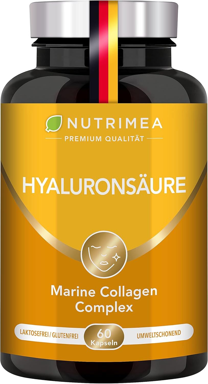 Capsule di acido ialuronico Nutrimea ad alto dosaggio – collagene marino con vitamina C e vitamina A