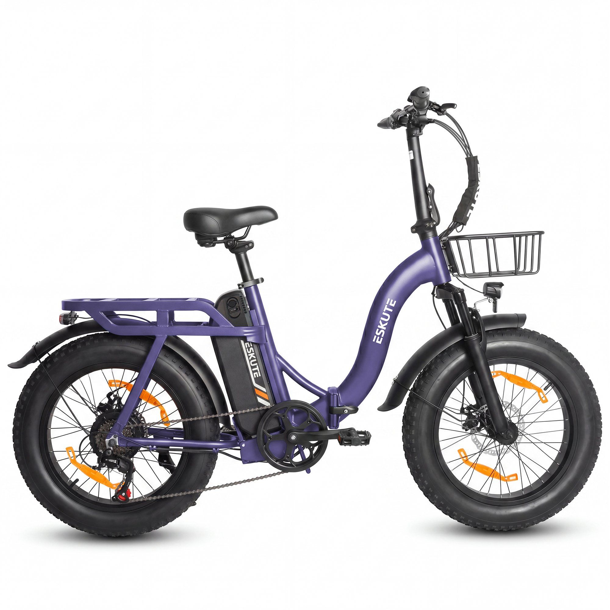 ESKUTE D202 Bicicletta elettrica pieghevole con cestino anteriore, 48V 20.8Ah
