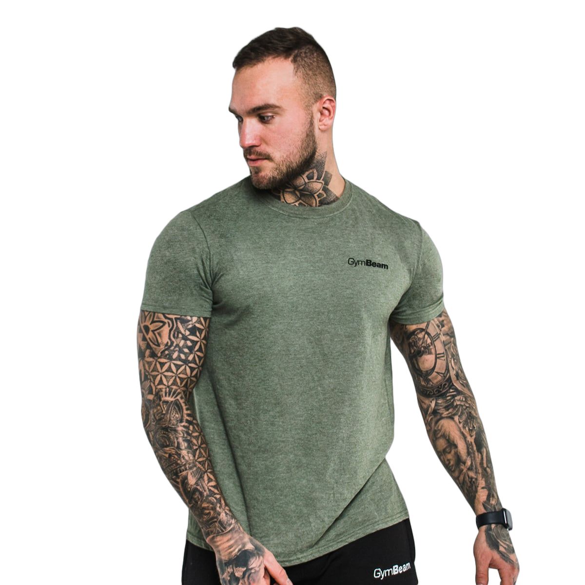 GymBeam T-shirt uomo Basic vestibilità regular manica corta Heather Military