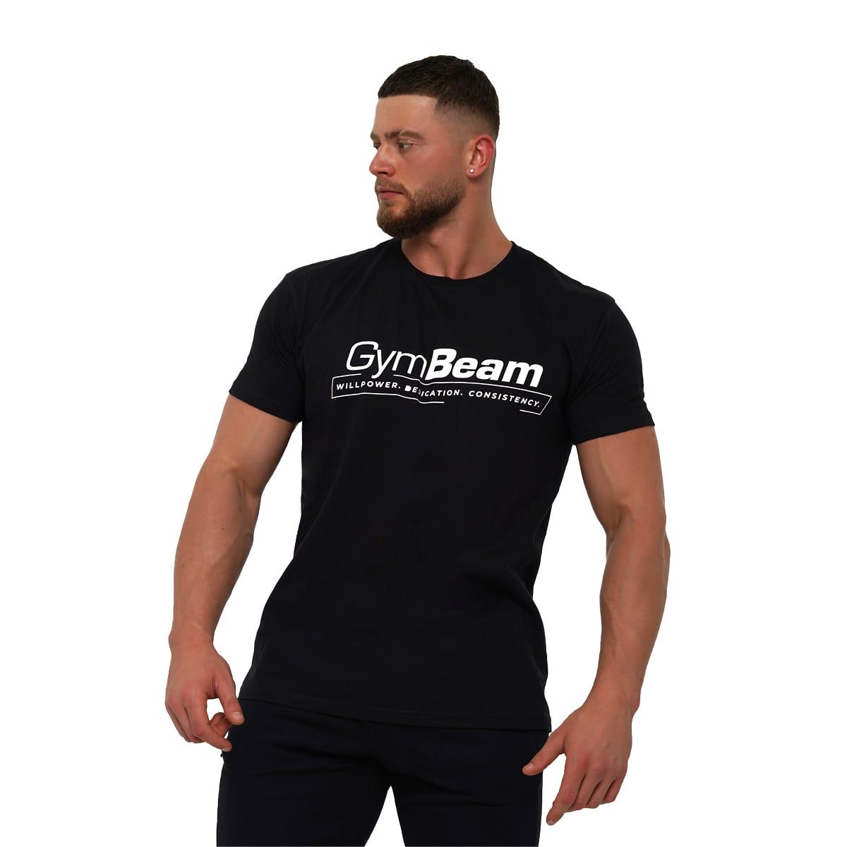 GymBeam T-shirt uomo Willpower regular a manica corta Black