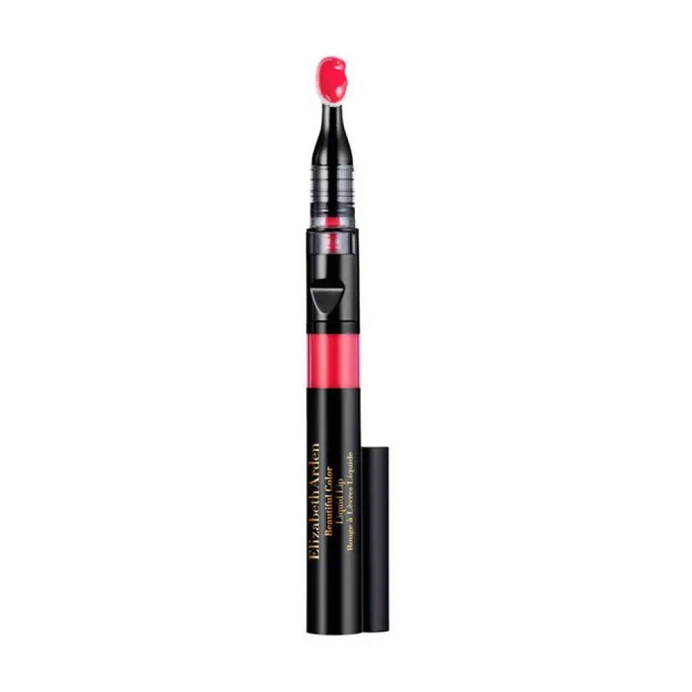Rossetto nero con liquido rosso. Scritta: Elizabeth Arden, Beautiful Color, Rossetto Liquido. Punta con liquido rosso.