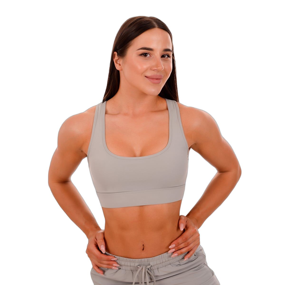 GymBeam Reggiseno sportivo donna Mesh Panel con spalline larghe grigio