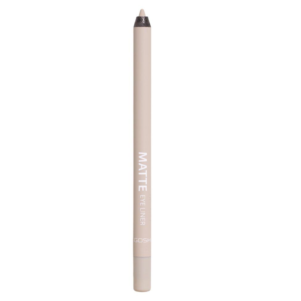 Matita eye-liner beige. Scritta: MATTE EYELINER. Marchio: GOSH. Punta e fondo della matita visibili.