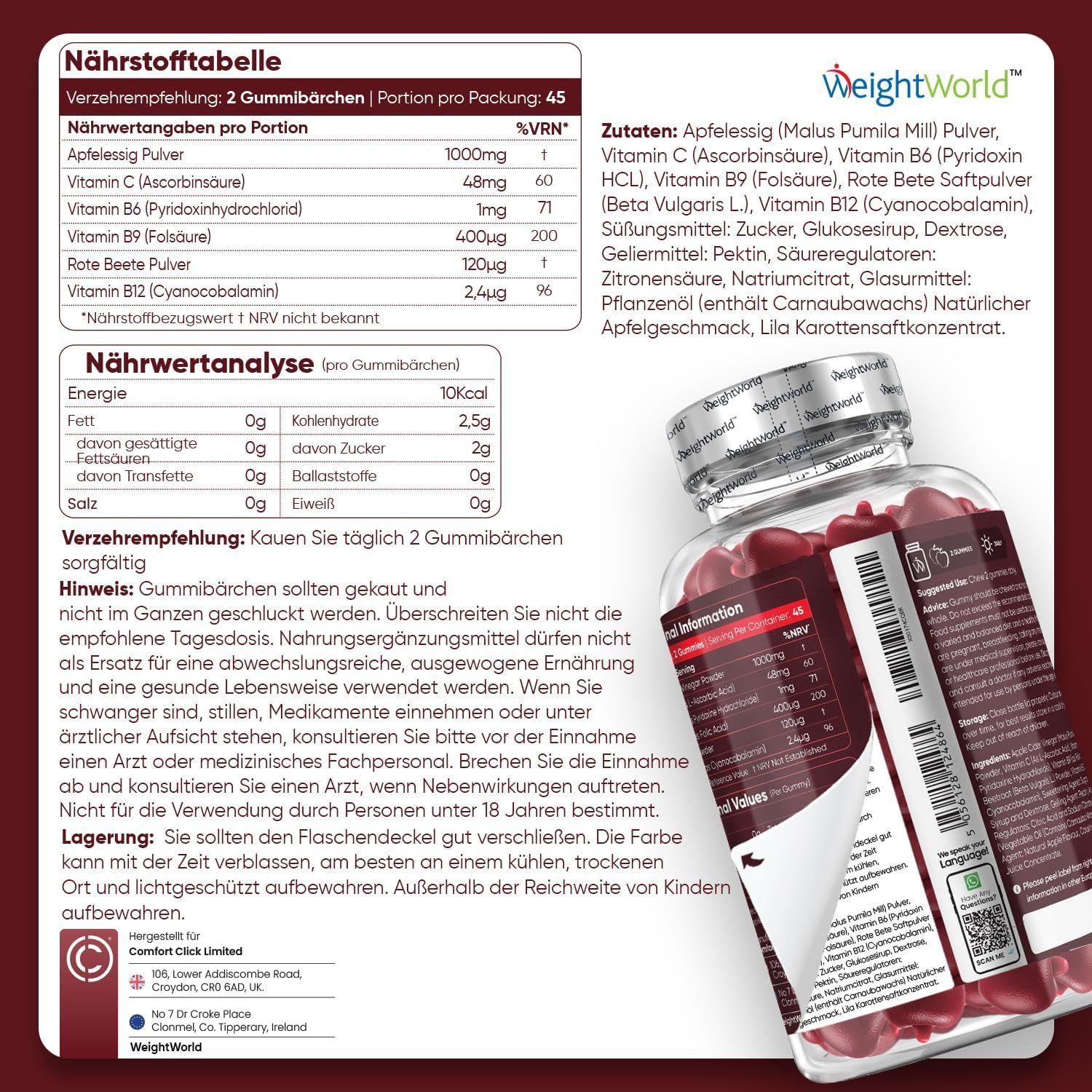 Tabella nutrizionale ed elenco degli ingredienti su una confezione del prodotto. Contiene informazioni sui valori nutrizionali, gli ingredienti e le istruzioni per l'uso.