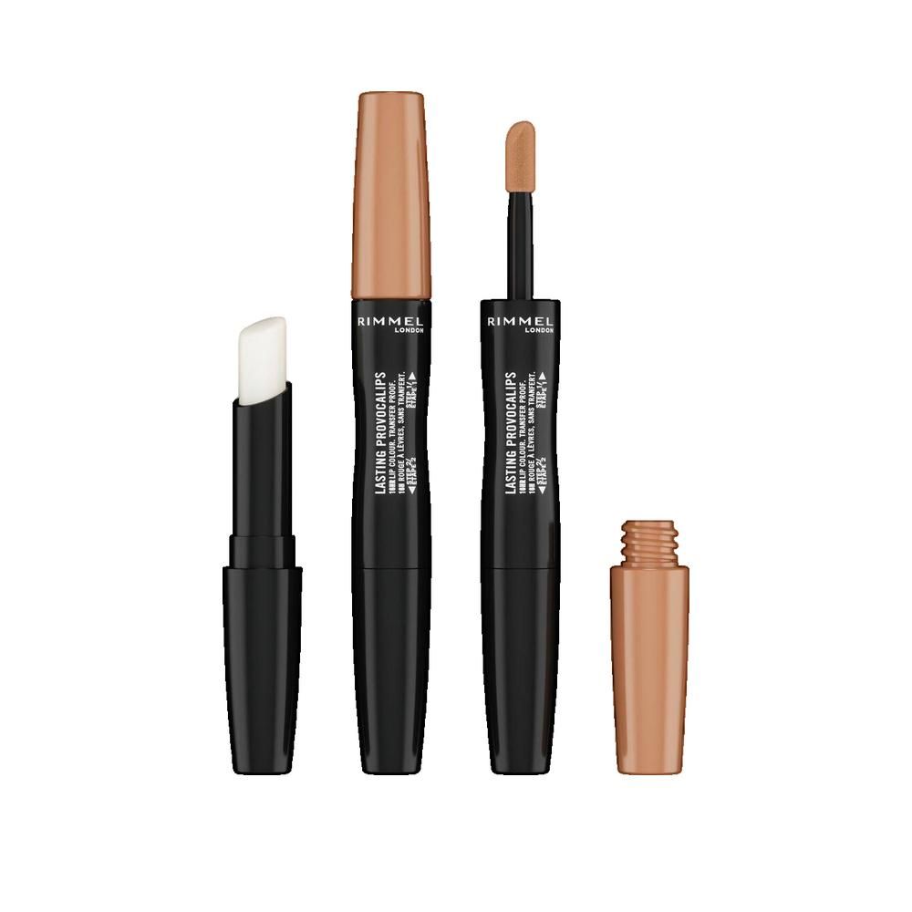 Rimmel London Lasting Provocalips, Beige N° 115 Best Undressed. Prodotto e applicatore. Tubetto nero, tappo dorato.