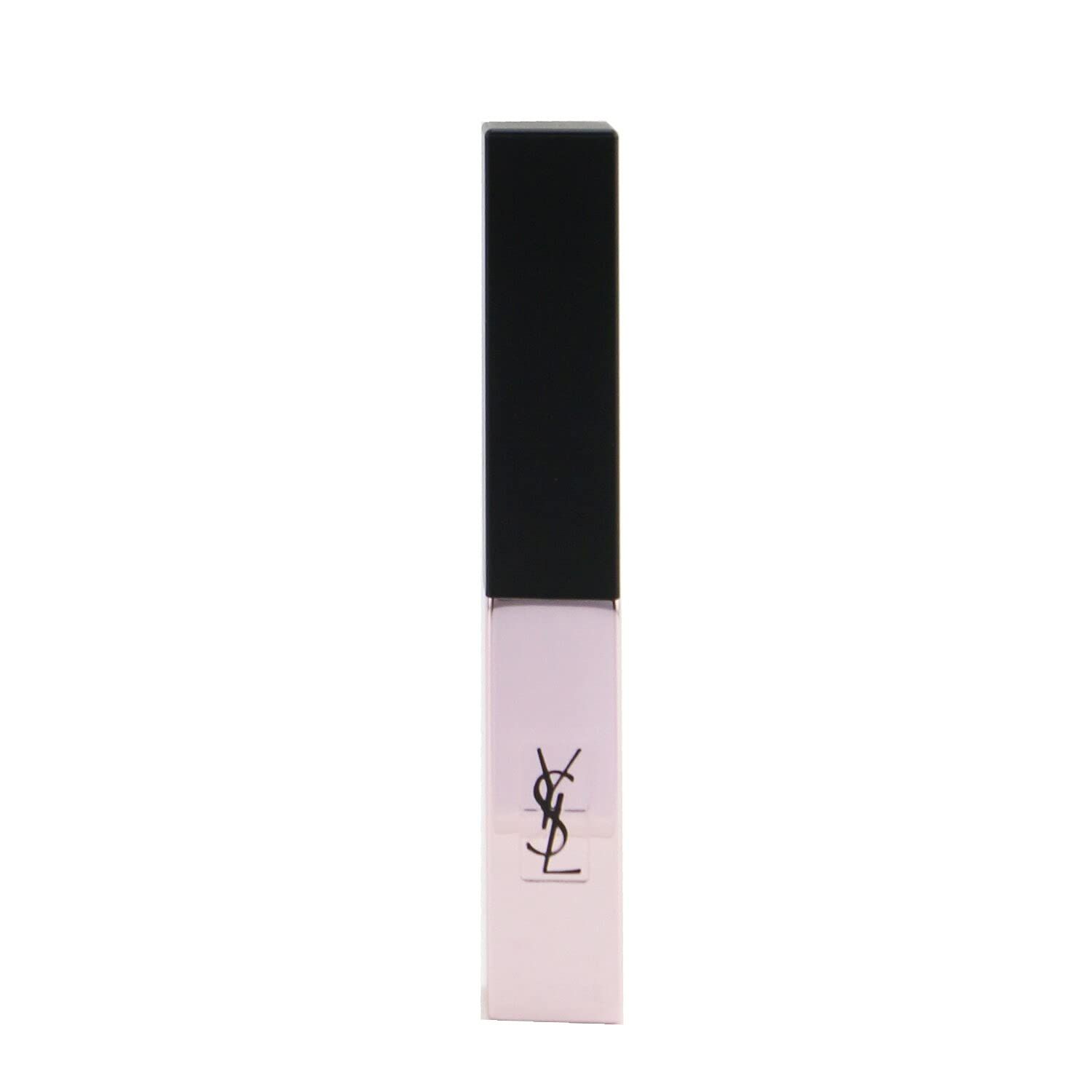 Rossetto Yves Saint Laurent chiuso. Tappo nero su astuccio rosa-oro. Logo YSL.