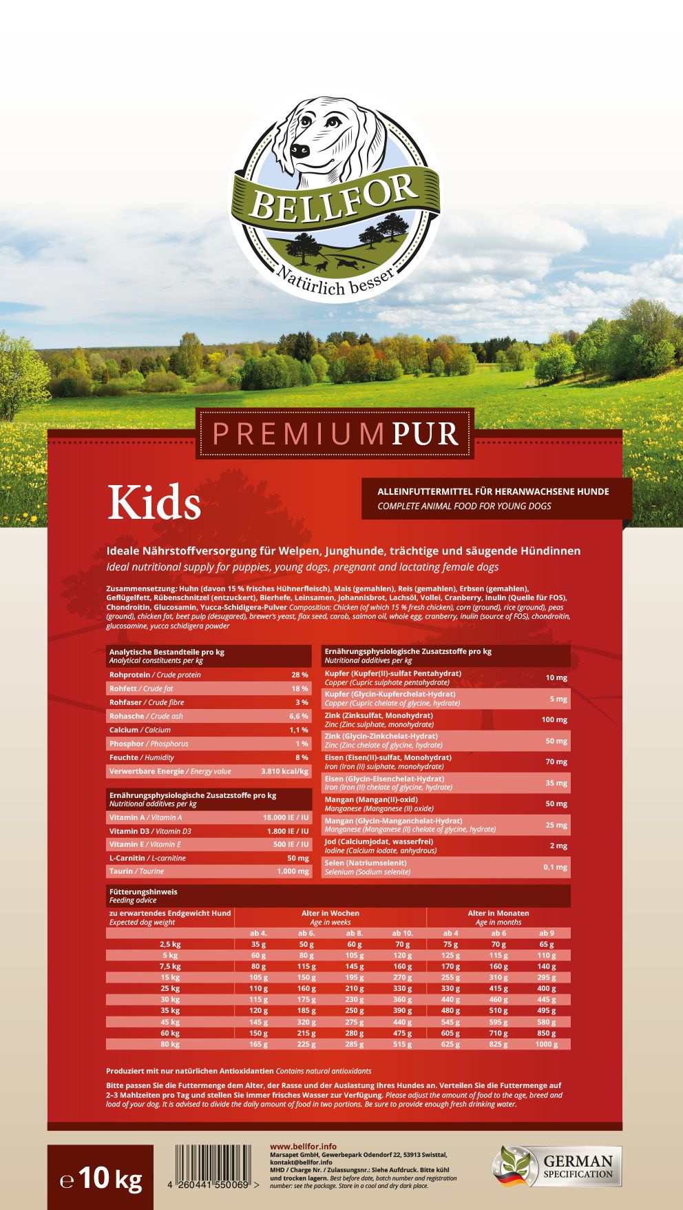 Bellfor Cibo per Cani Senza Glutine per Cuccioli - PREMIUM PUR Kids