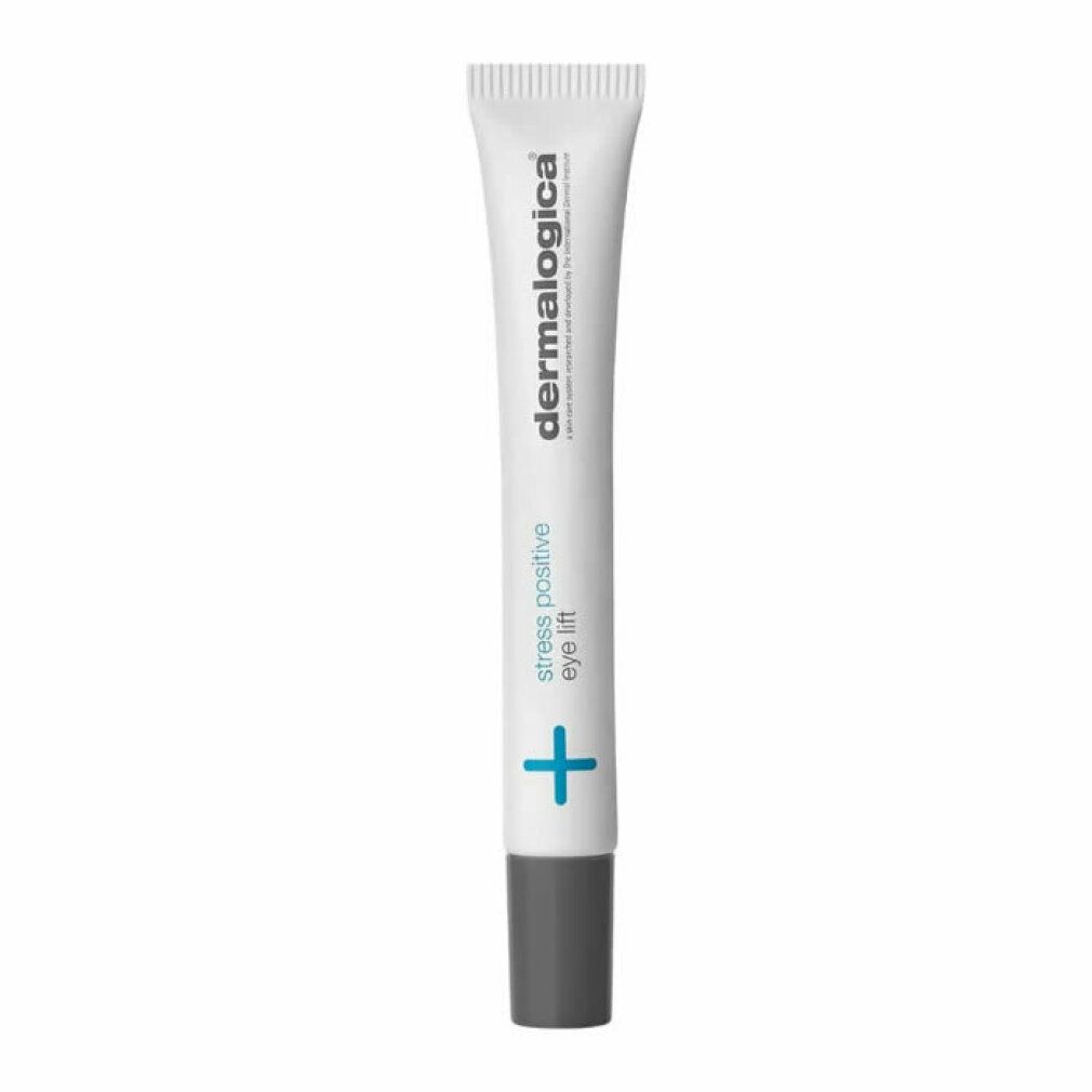 Tubo bianco con tappo grigio. Scritta: "stress positive eye lift" e "dermalogica".