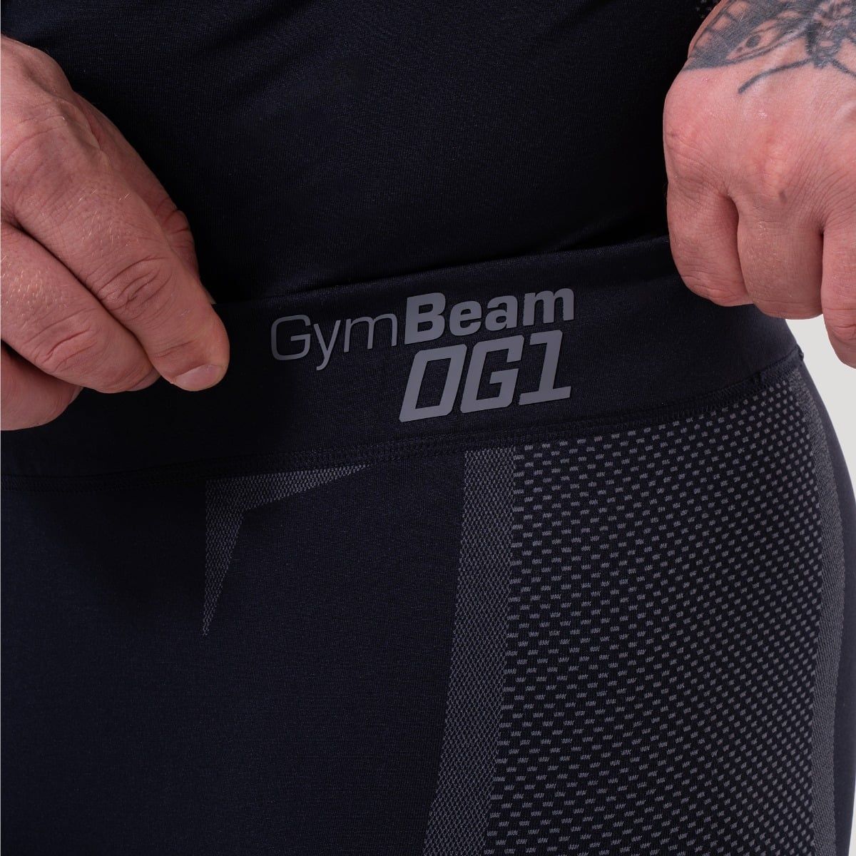GymBeam Leggings uomo slim senza cuciture, neri e grigi