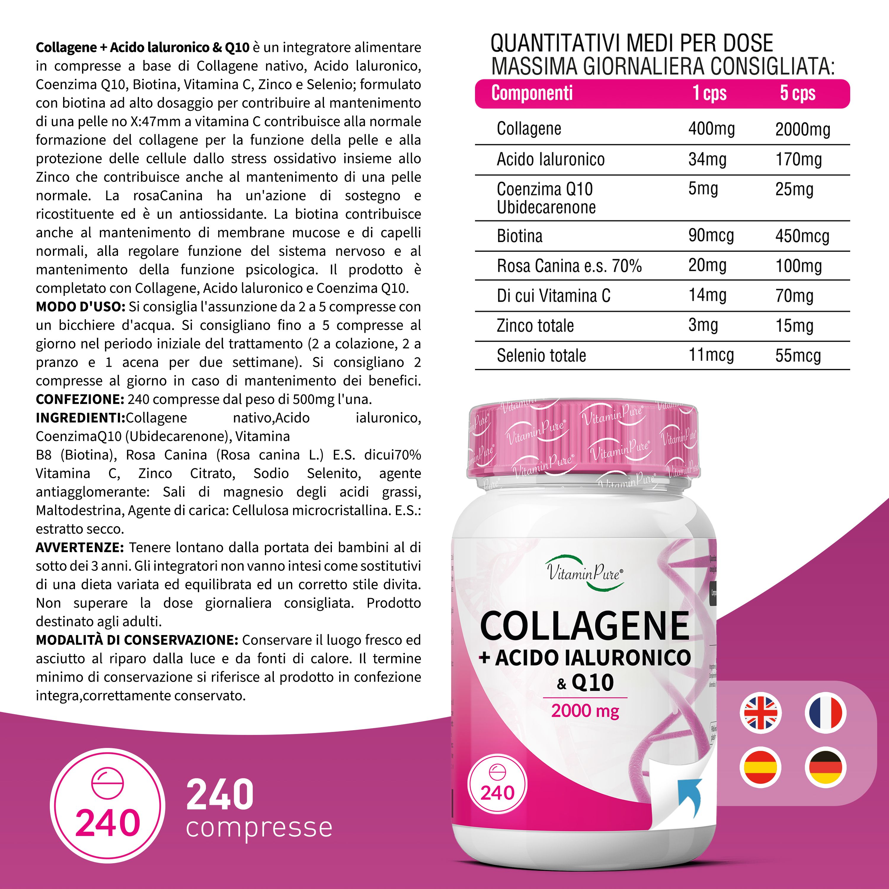 VitaminPure® Collagene e Acido Ialuronico Alto Dosaggio