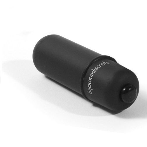 Massaggiatore cilindrico nero, estremità arrotondate. Scritta "bijouxindiscrets". Pulsante nero all'estremità.