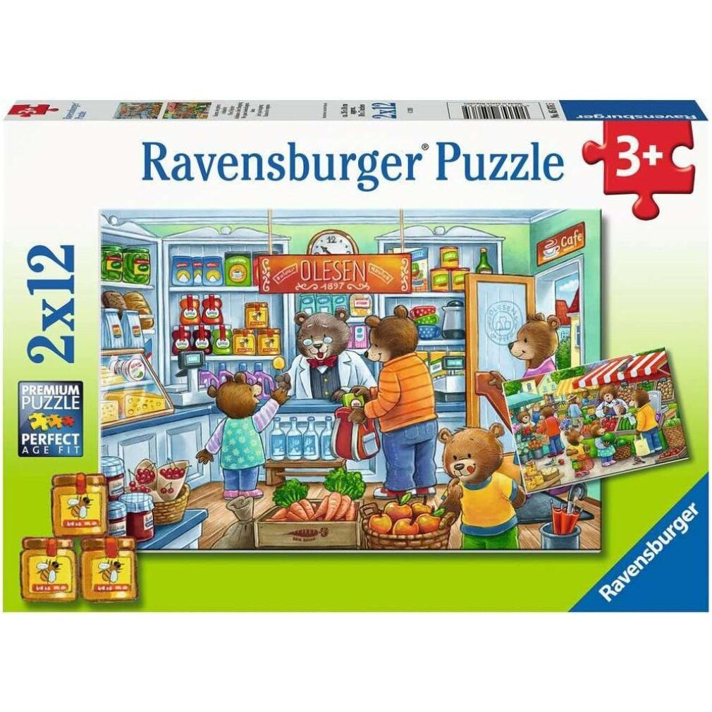 Puzzle ravensburger bären durante lo shopping 2x12 pezzi