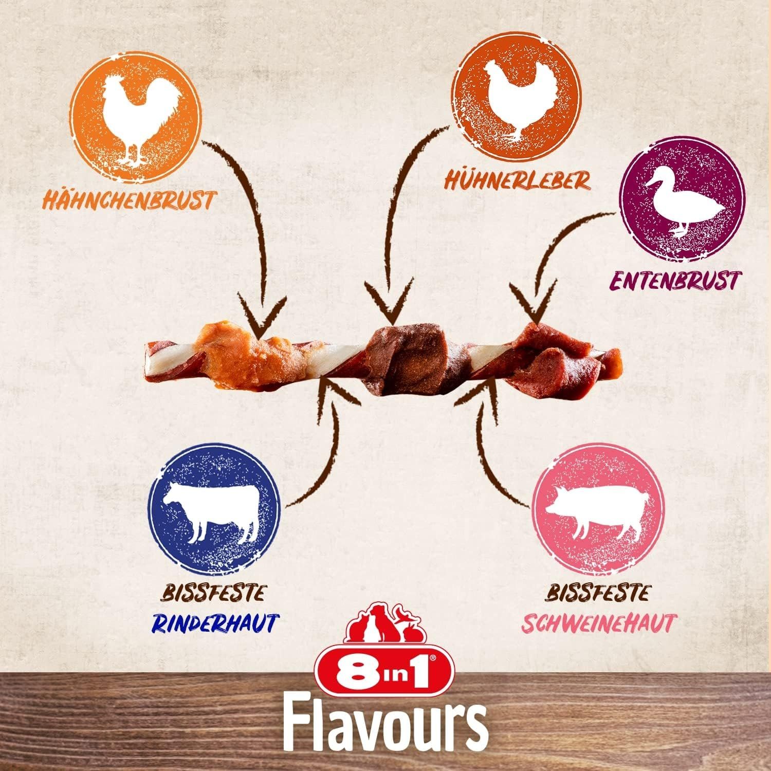 8in1 Triple Flavour Skewers Bastoncini da Masticare per Cani Sacchetto