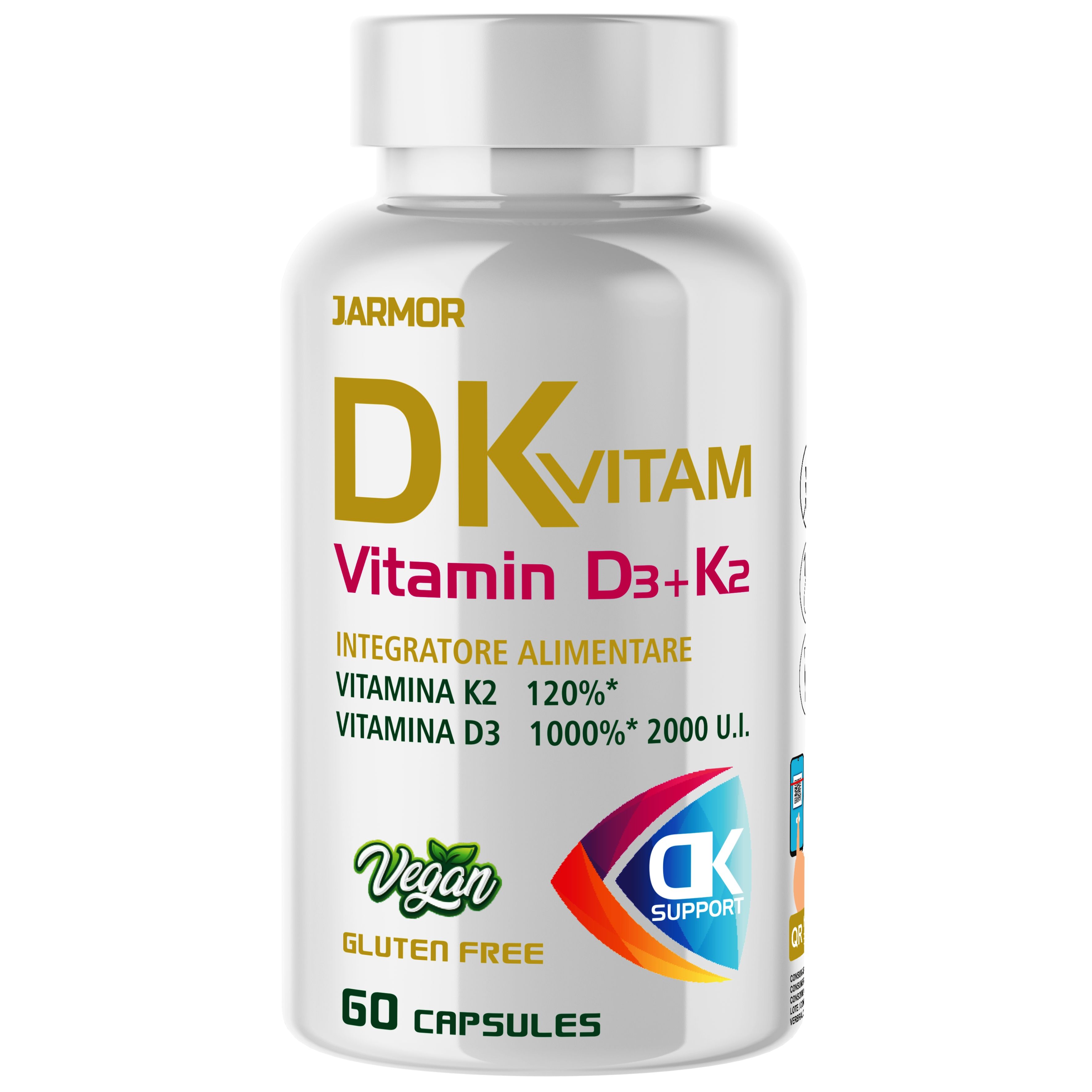 Vitamina D3 + K2 2000 UI 90 mcg - Ossa e Immunità, 60 Capsule
