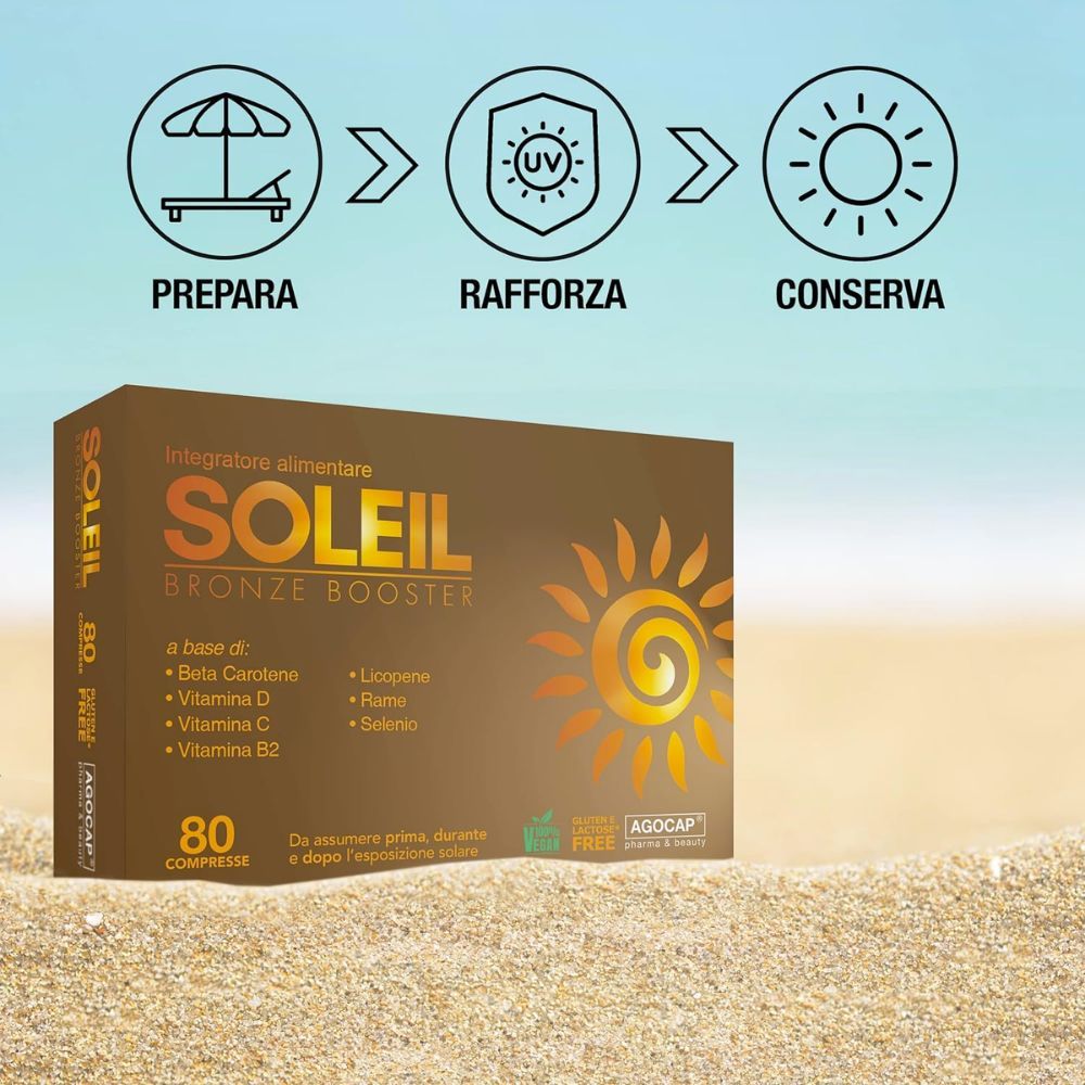 agocap - Soleil Integratore con Betacarotene e Licopene per un'abbronzatura intensa e duratura