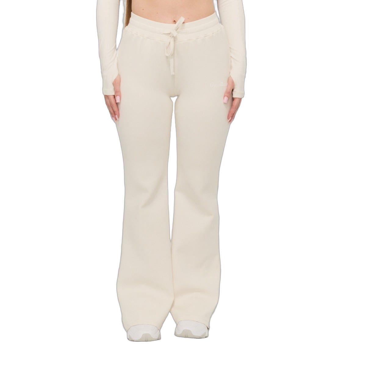 Pantaloni da jogging color crema a gamba larga con coulisse e tasche.