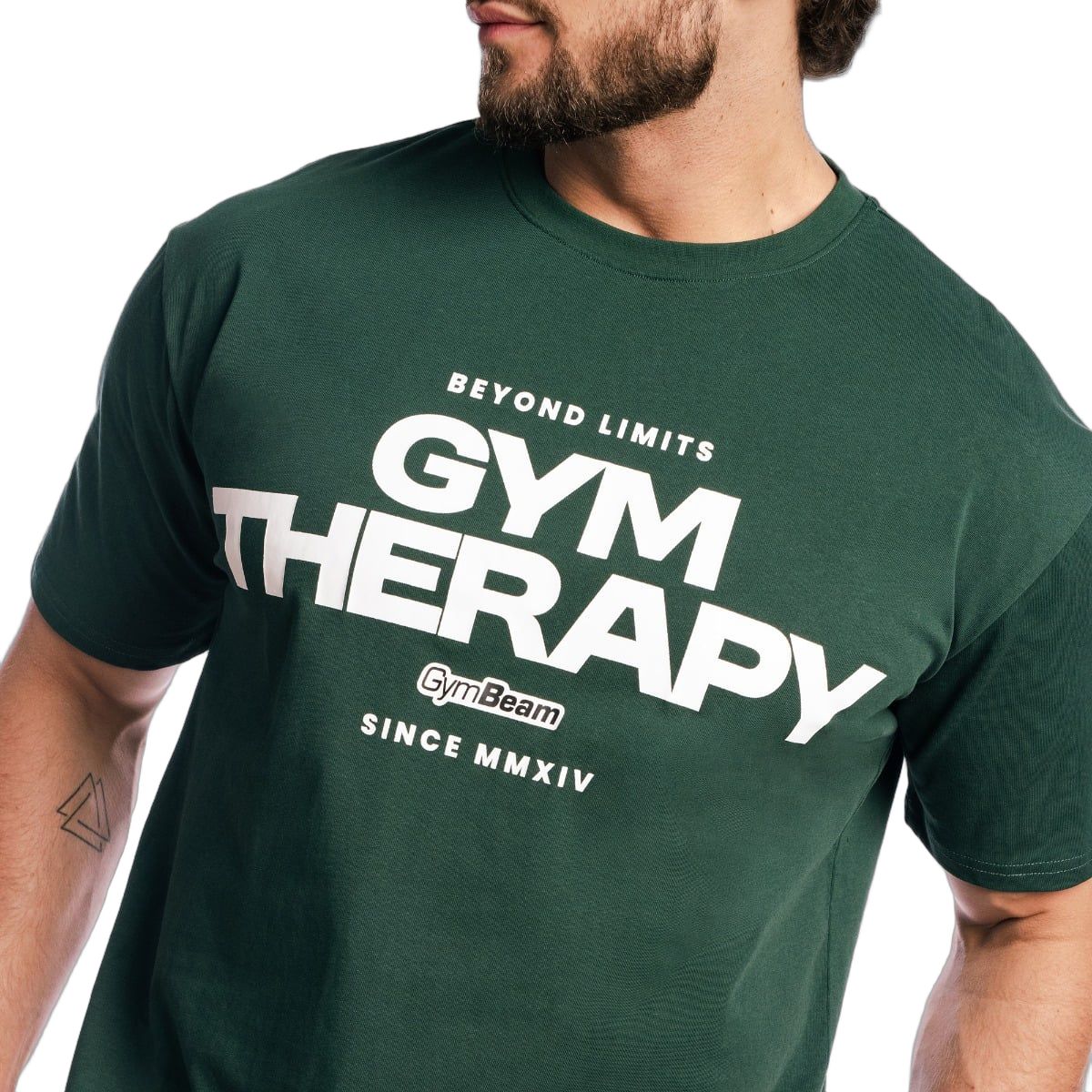 GymBeam T-shirt uomo oversize in cotone a manica corta Gym Therapy Forest