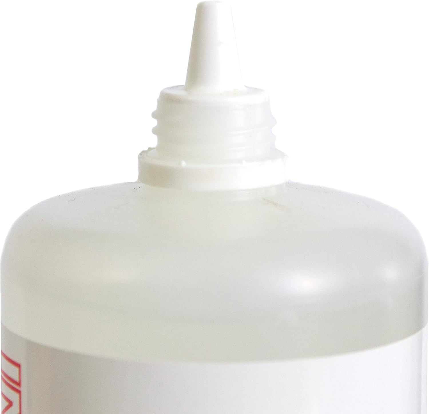 Primo piano del collo della bottiglia. Plastica bianca, appuntita.