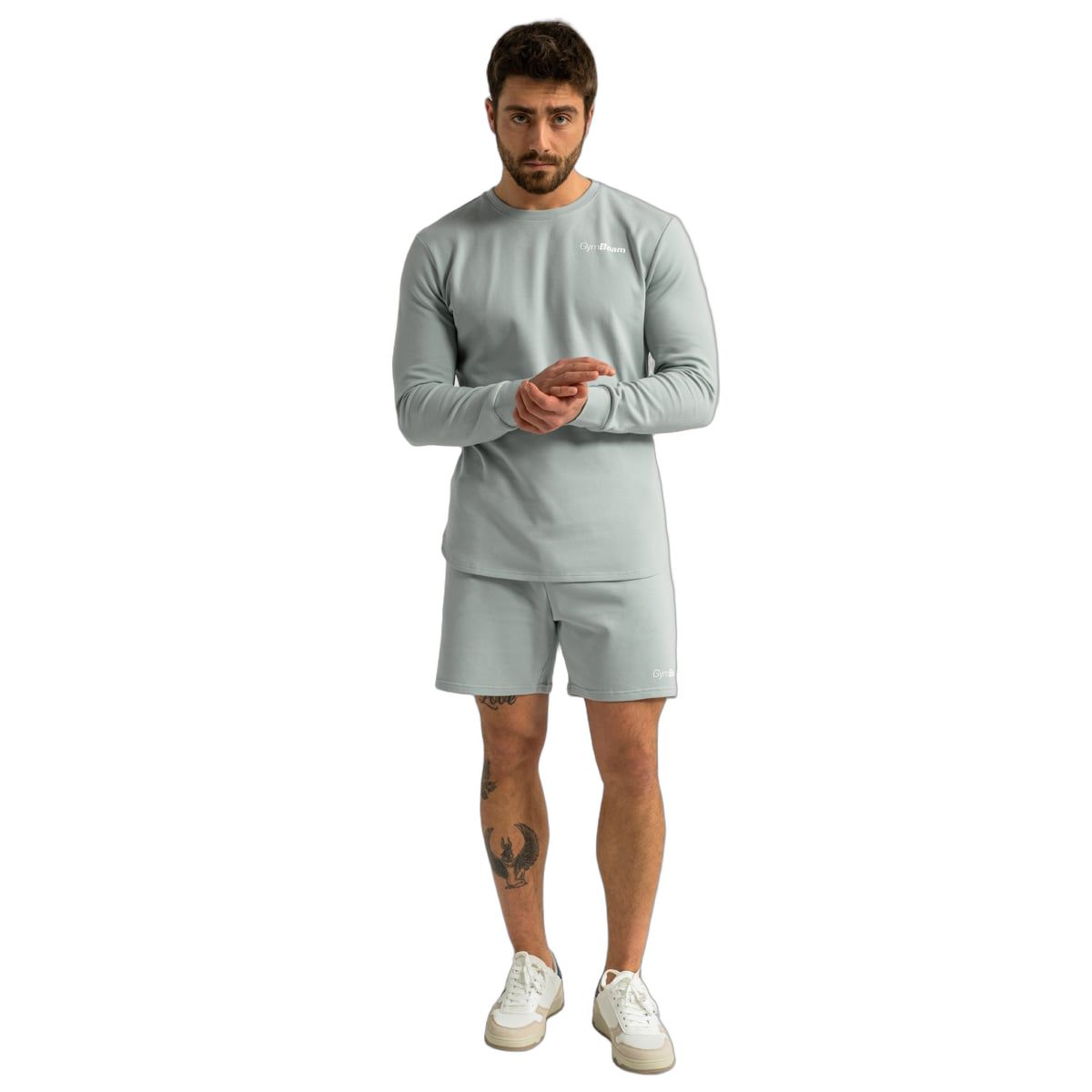 GymBeam Felpa uomo Limitless slim senza cappuccio e senza zip Eucalypt