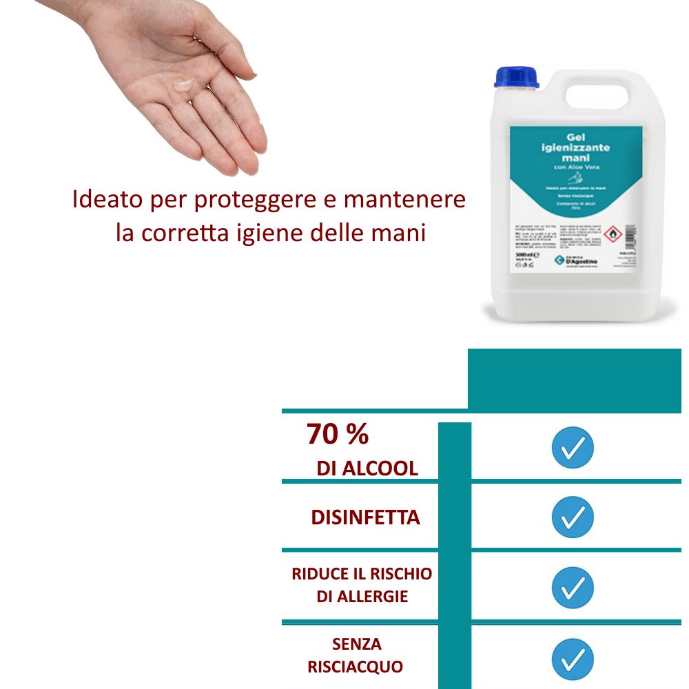 GEL MANI PROFESSIONALE IGIENE 70% ALCOOL TANICA 5 LITRI