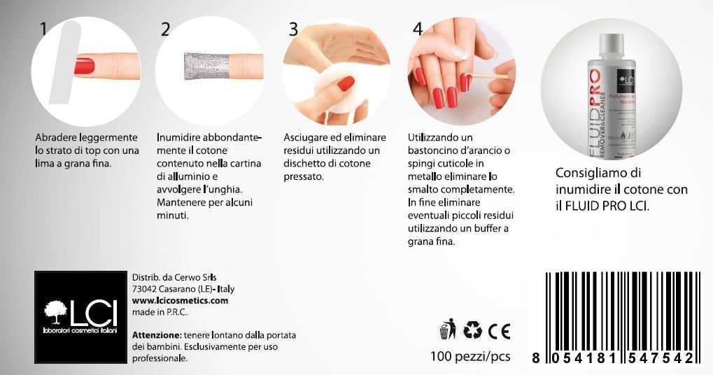 LCI Cosmetics - 100 Foil in alluminio per rimozione