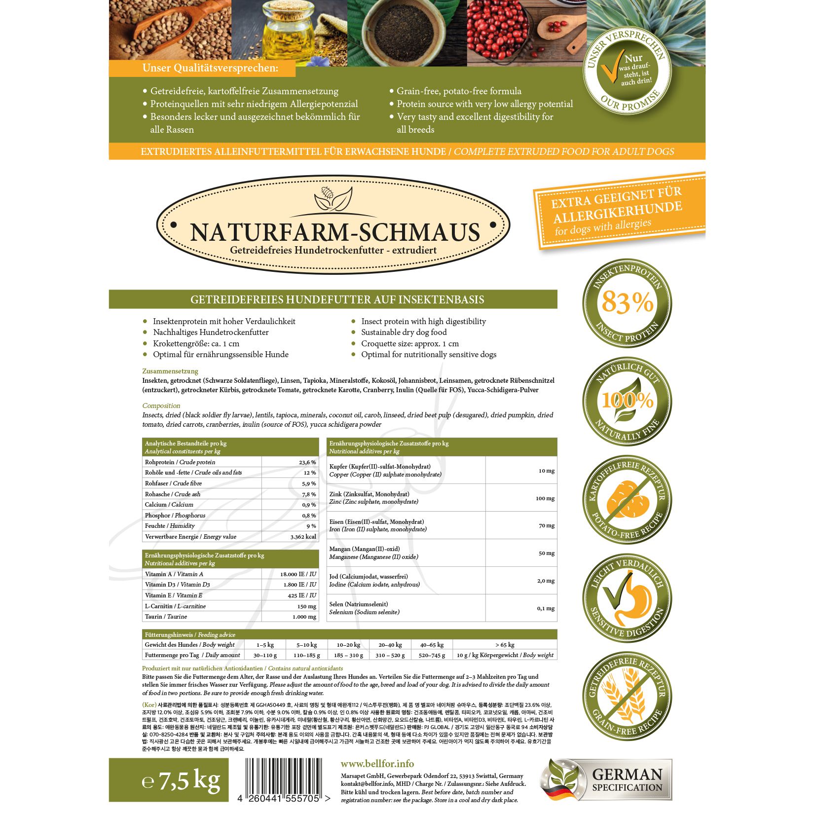 Naturfarm-Schmaus Crocchette per cani senza cereali con insetti
