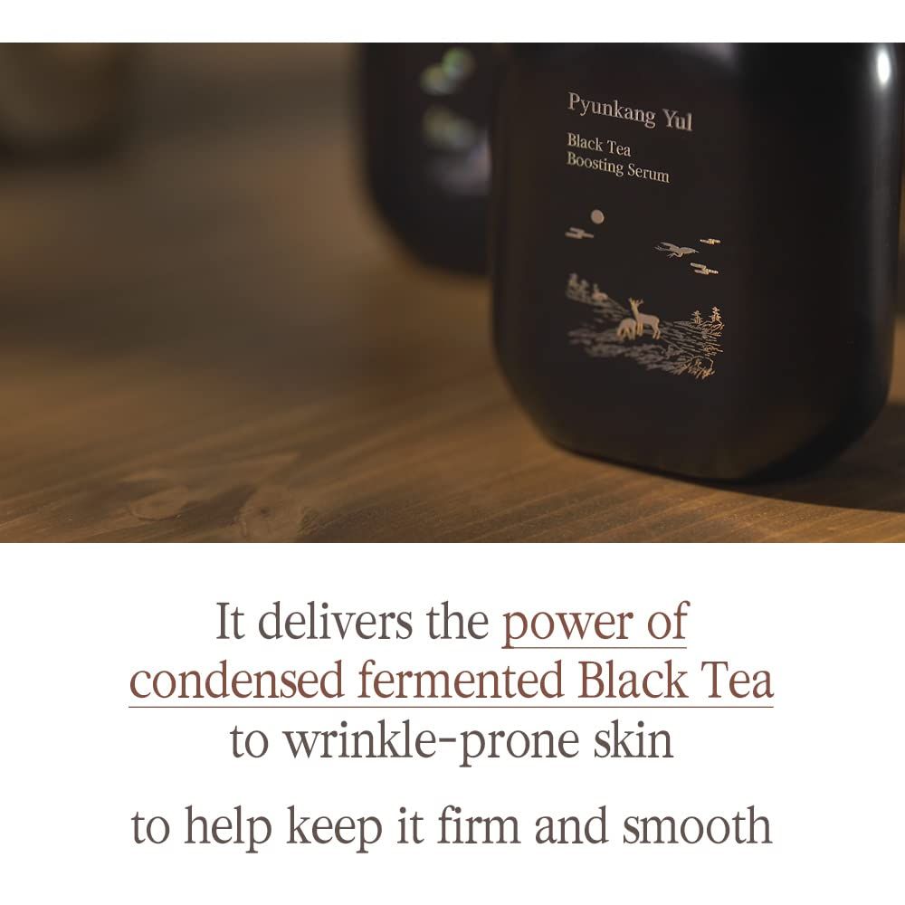 Testo: Fornisce il potere del tè nero fermentato per la pelle rugosa, per mantenerla soda.