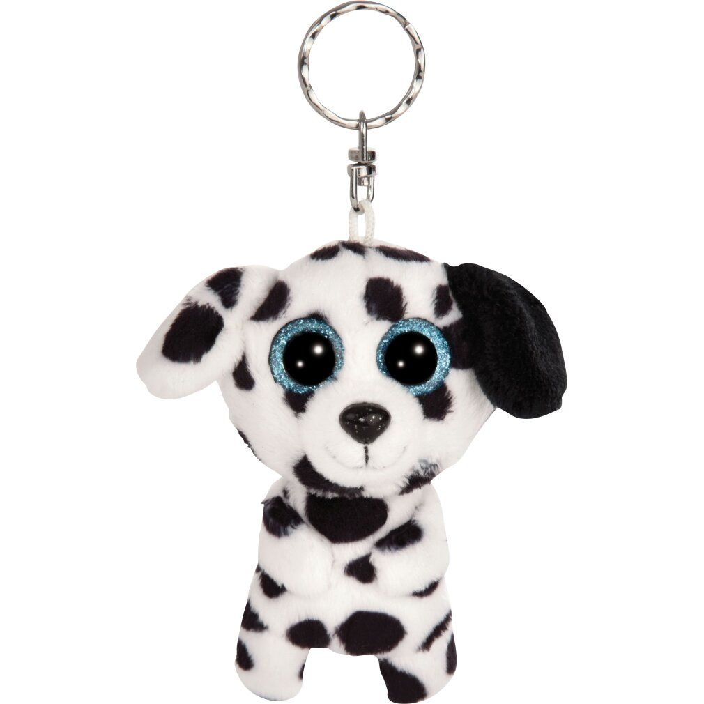 Dalmata Dottino, bianco con macchie nere, occhi blu, portachiavi. Un orecchio nero.